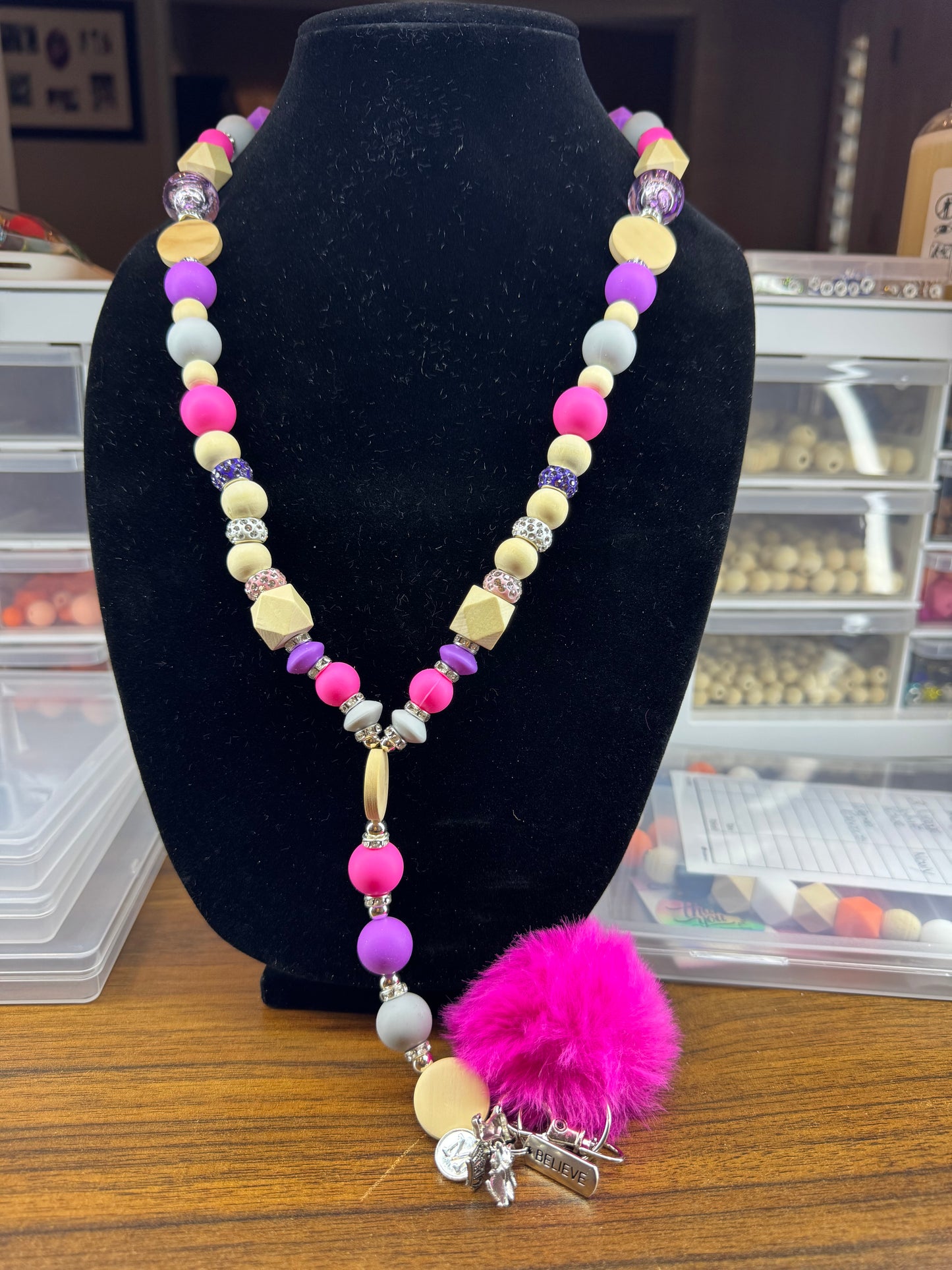 Lovely Lanyards / Pink Purple & Gray