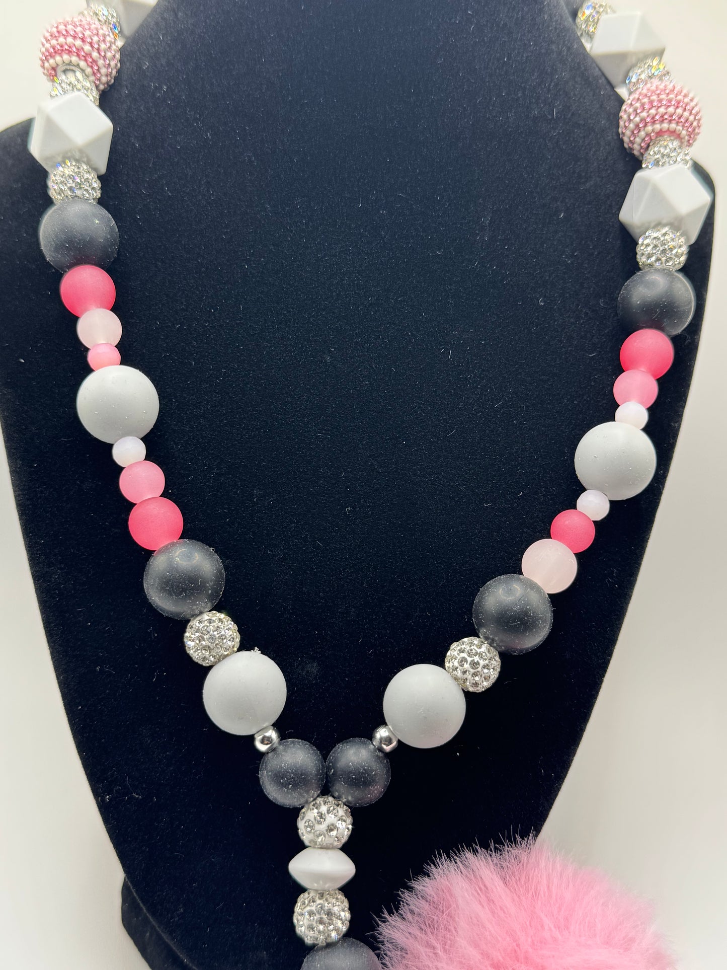 Lovely Lanyards / Pink Bubble Gum, Bling, Black & White