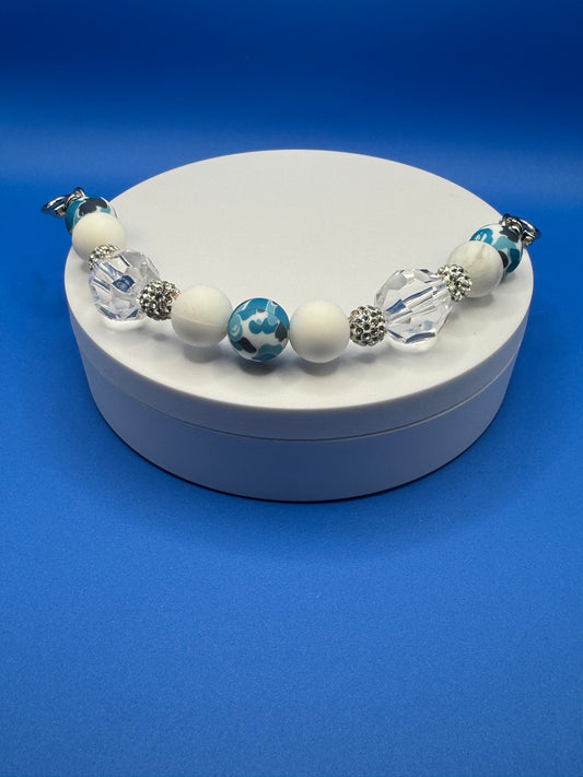 Sassy Phone Strap / Blue Swirls & Bling & Clear