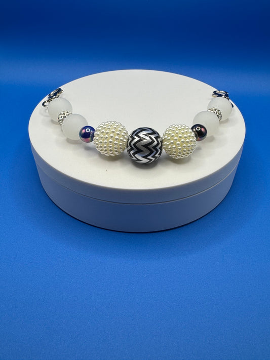 Sassy Phone Strap / Zig Zag & Pearl Bubble Gum Ball
