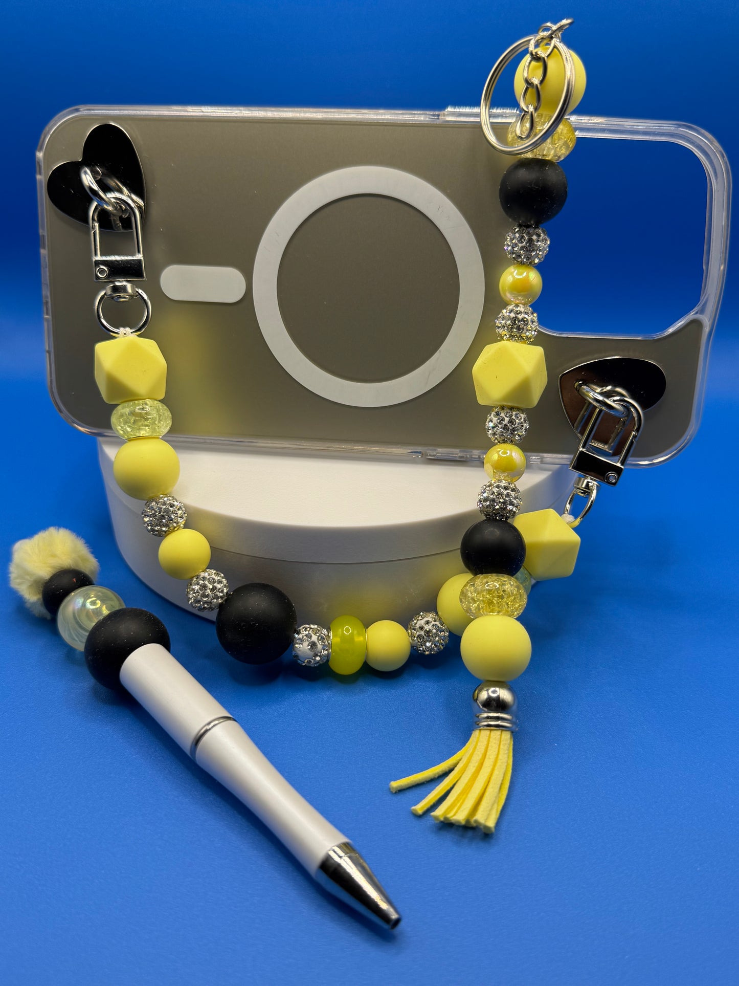 Sassy Phone Strap, Keychain & Pens Set / Yellow