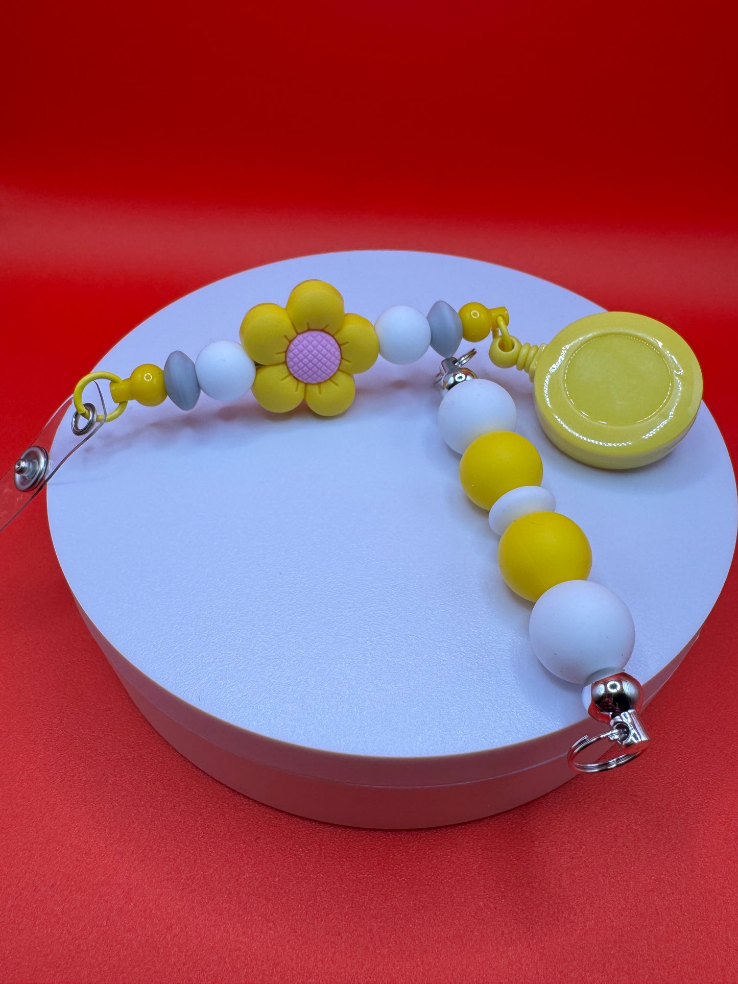Badge Holder & Pullie / Yellow Flower