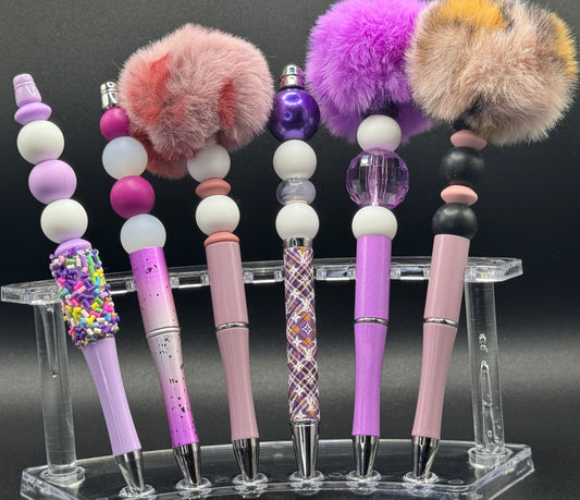 Mauve Spotted Pen/ Puff