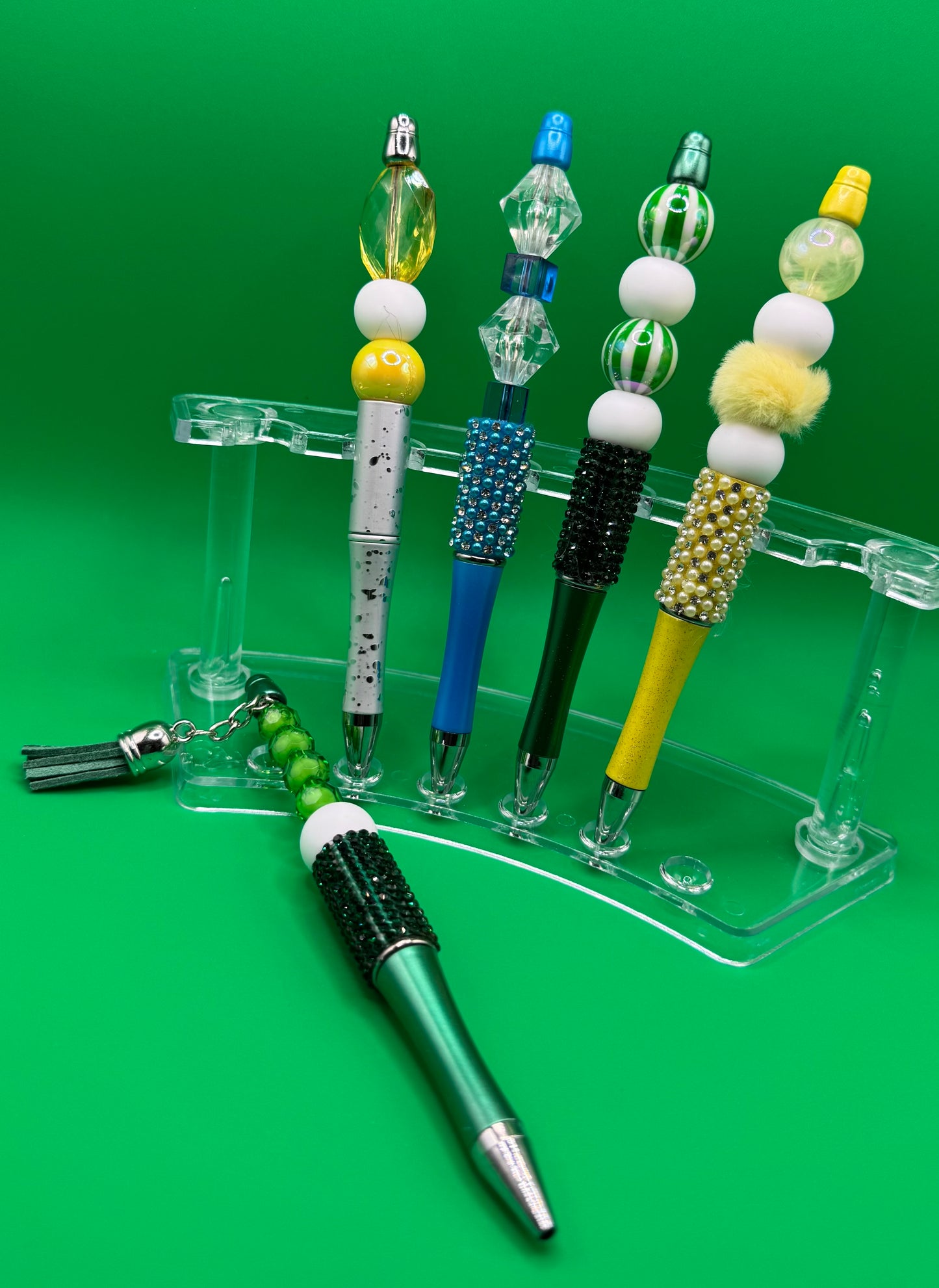 Bling Pens - Green, Circles & Tassels
