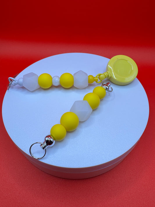 Badge Holder & Pullie / Yellow & Clear Hexagon