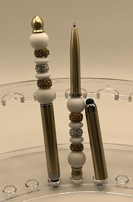 Stylus Pen - Gold White & Bling