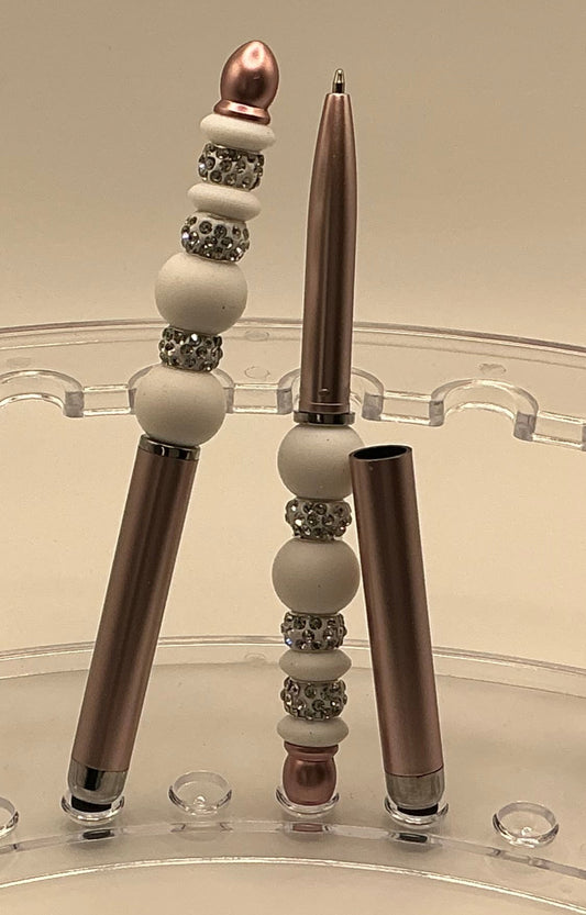 Stylus Pen - Rose Gold White & Bling