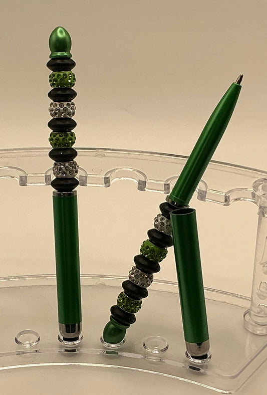 Stylus Pen - Green & Black with Bling