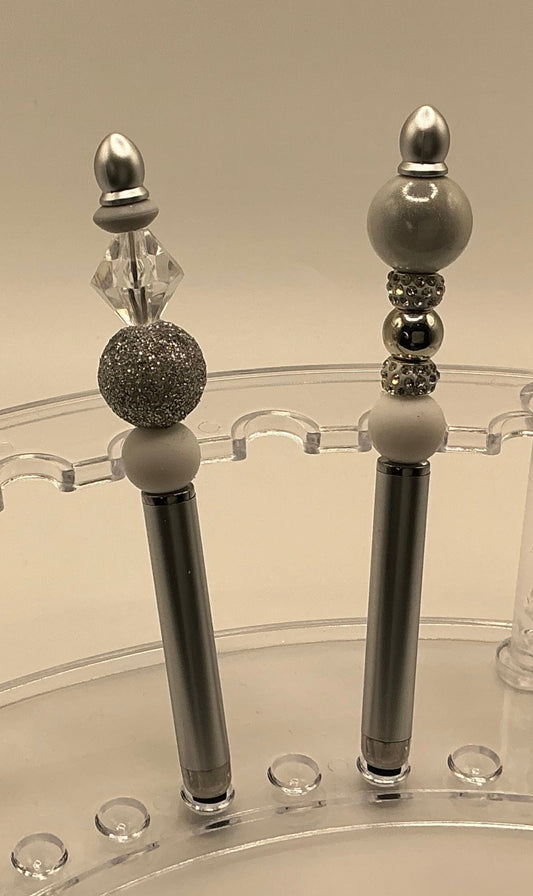 Stylus Pen - Silver, White & Diamond