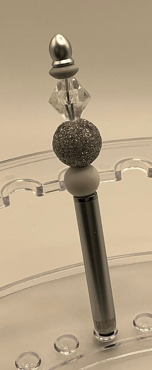 Stylus Pen - Silver, White & Diamond