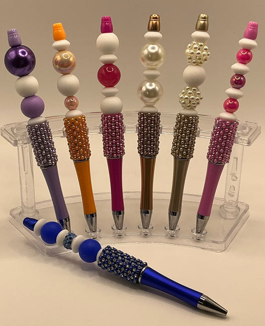 Bling Pens - Deep Blue Pearls & Bling