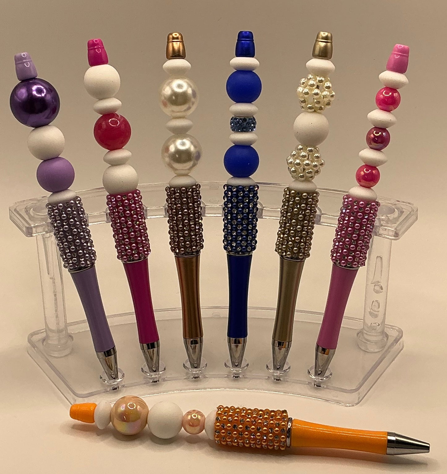 Bling Pens - Orange Pearls & Big Shine