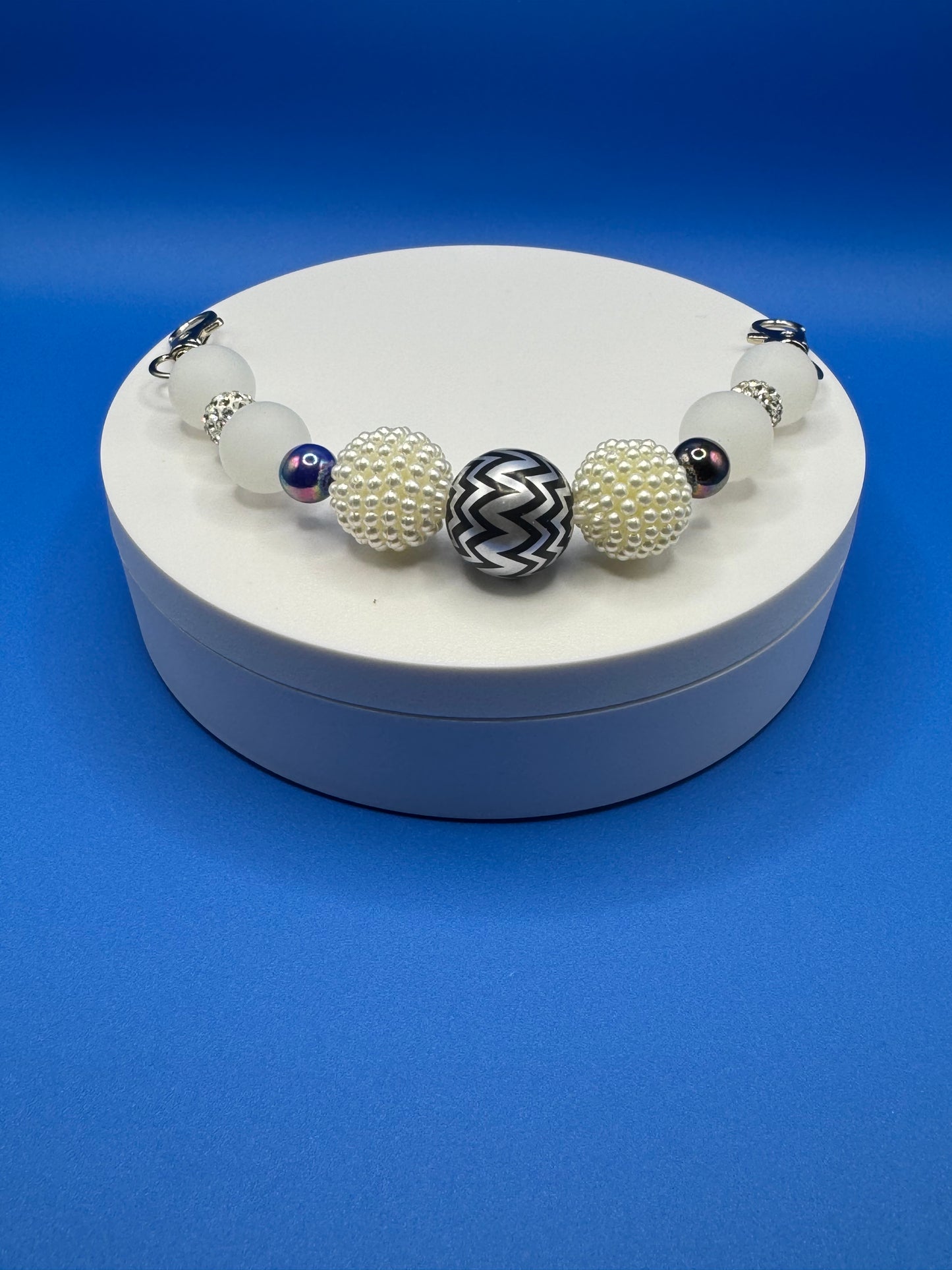 Sassy Phone Strap / Zig Zag & Pearl Bubble Gum Ball