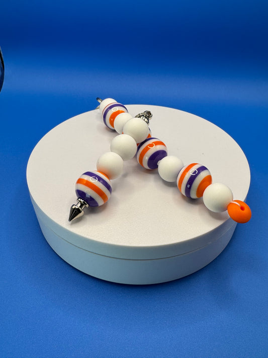 Keychain & Pullie Set / Rings of Love Orange & Purple