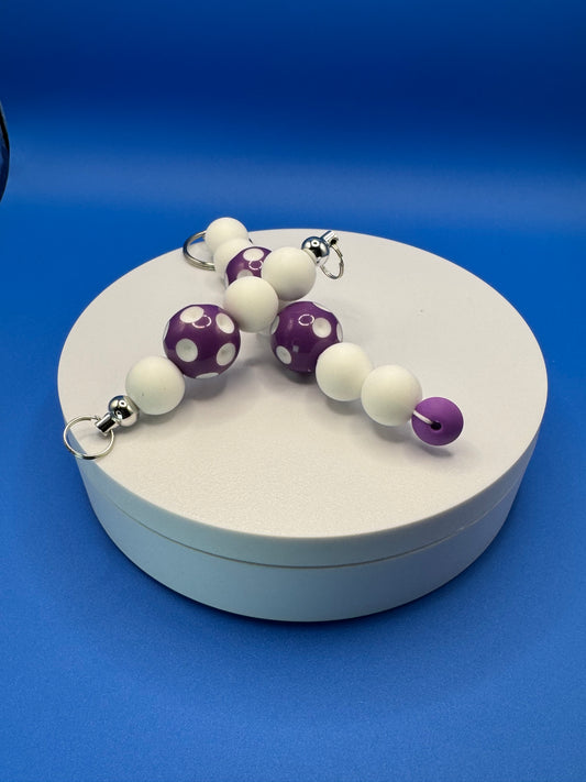 Keychain & Pullie Set / Rings of Love Purple Dots
