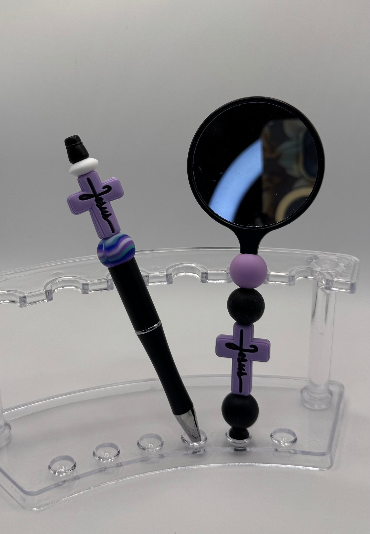 Mirror & Pen Set / Jesus Cross Purple