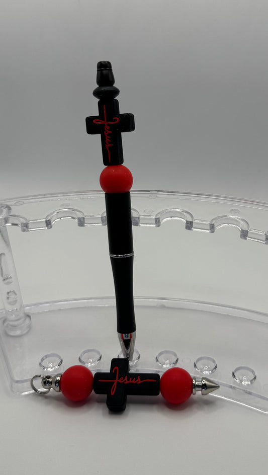 Pullie & Pen Set / Jesus Cross Black & Red