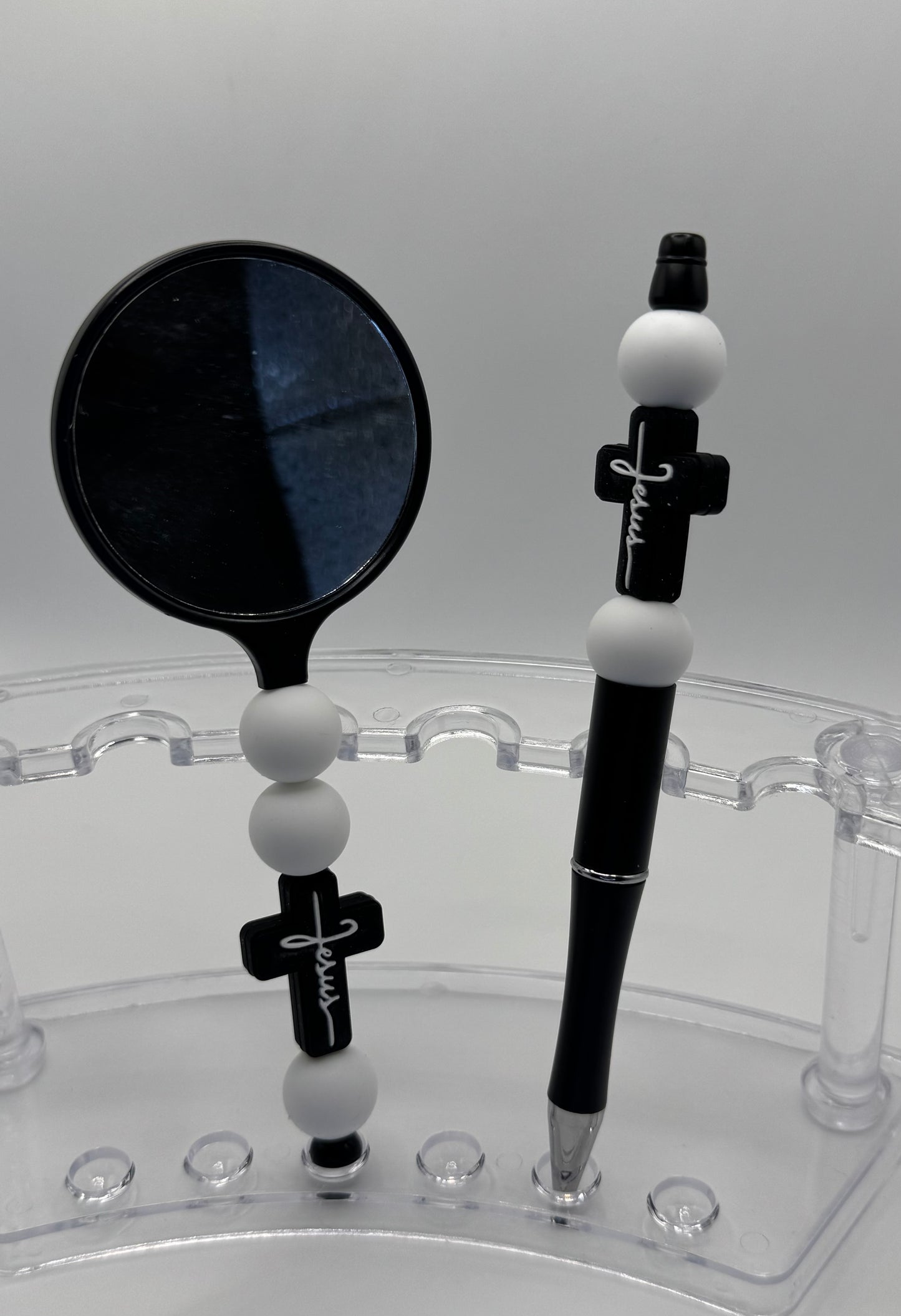 Mirror & Pen Set / Jesus Cross Black
