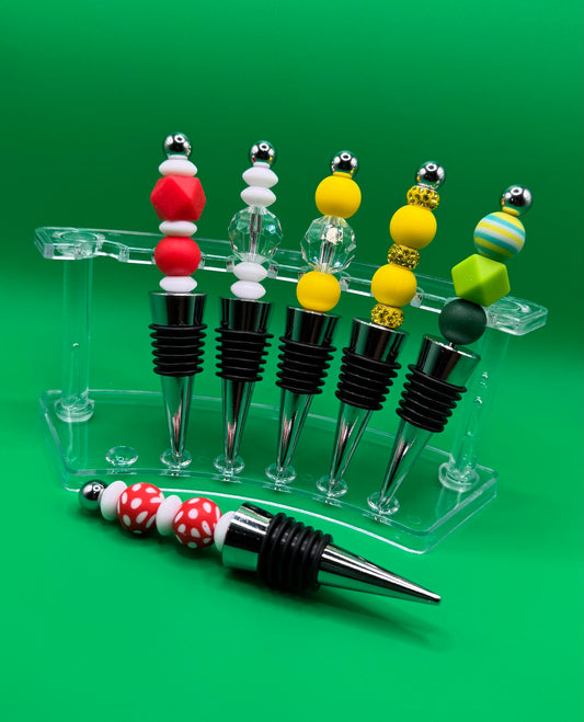 Bottle Stoppers - Red & White Dots