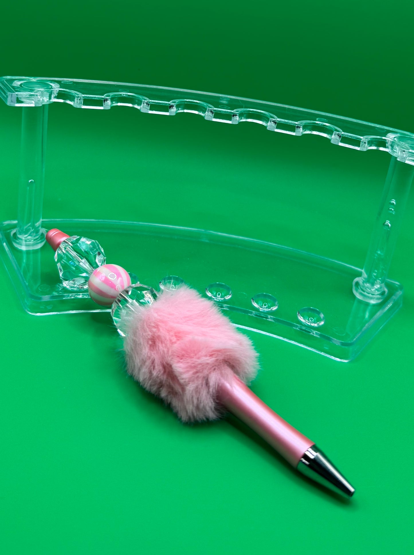 Peacock Pens - Pink Stripes & Clear