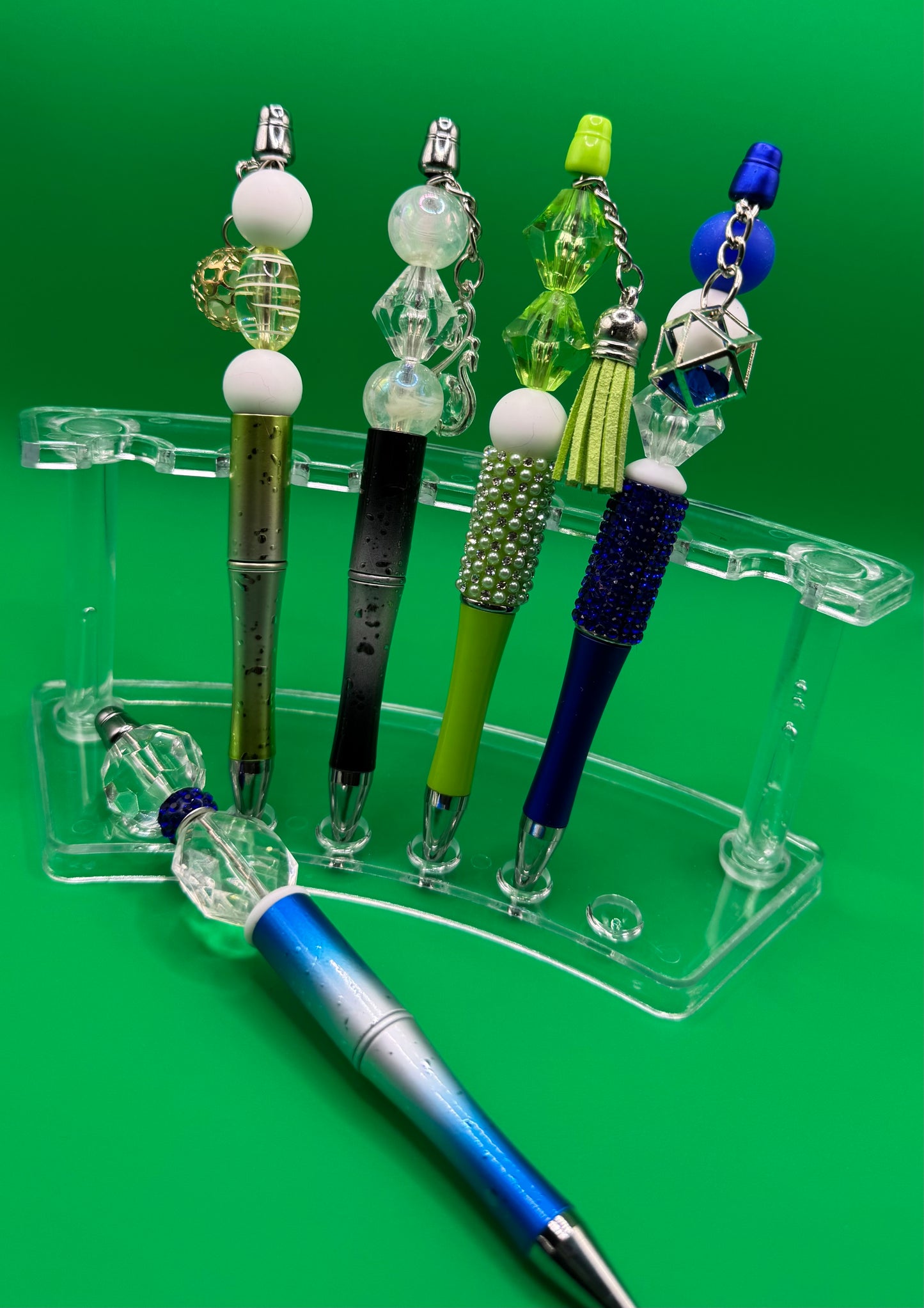 Raindrop Pens - Clear & Blue Bling
