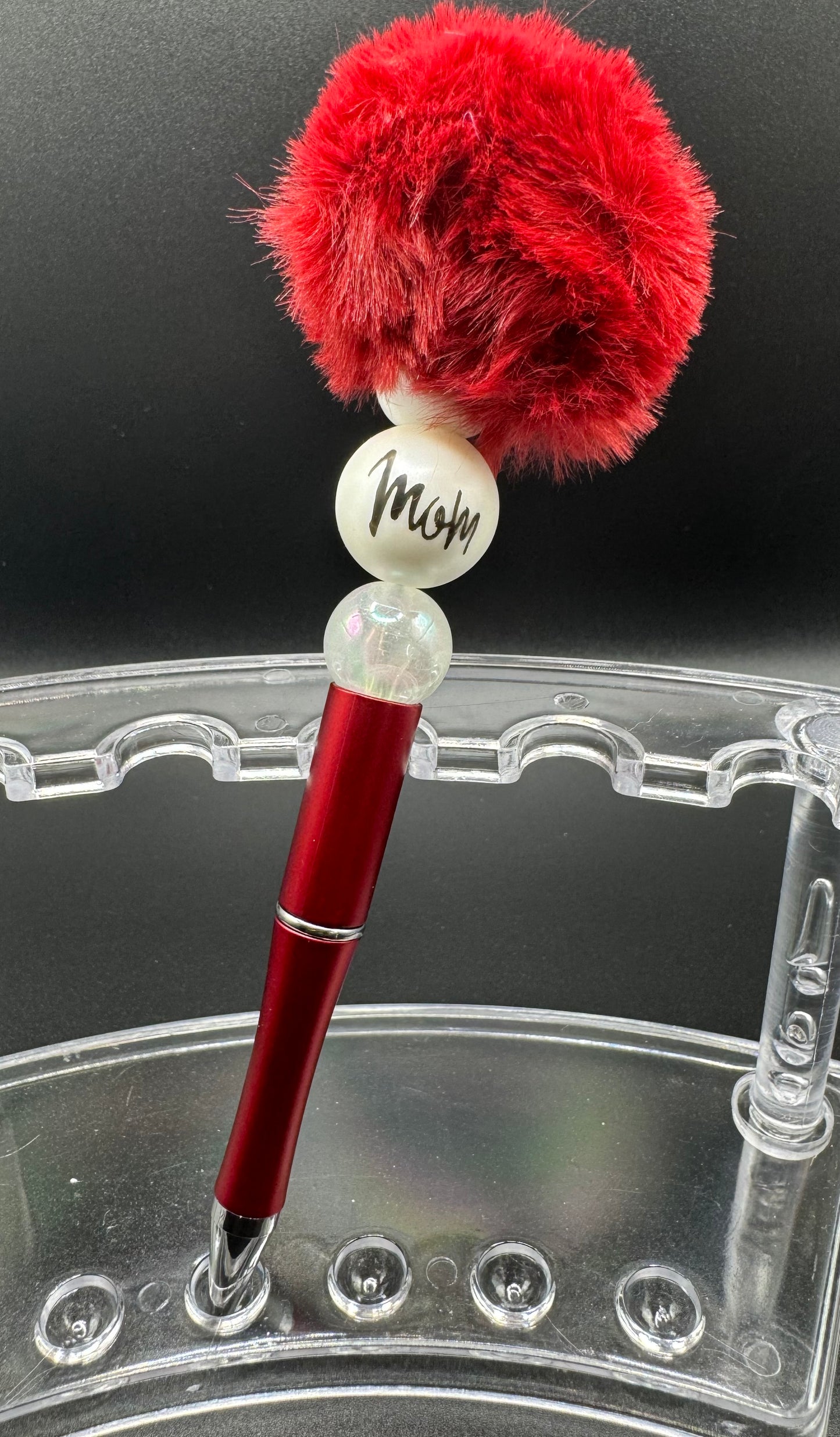 Puff Pens - Deep Red, White & Mom