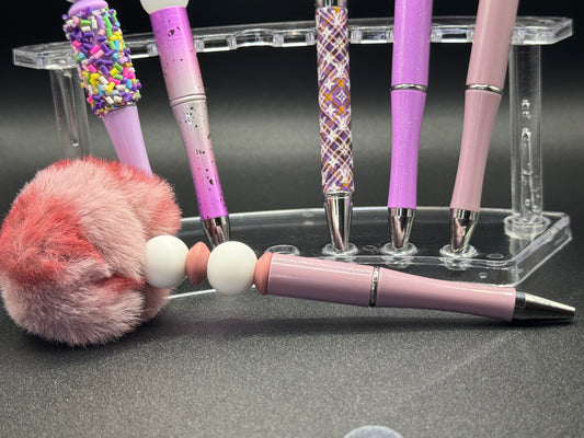 Mauve Spotted Pen/ Puff