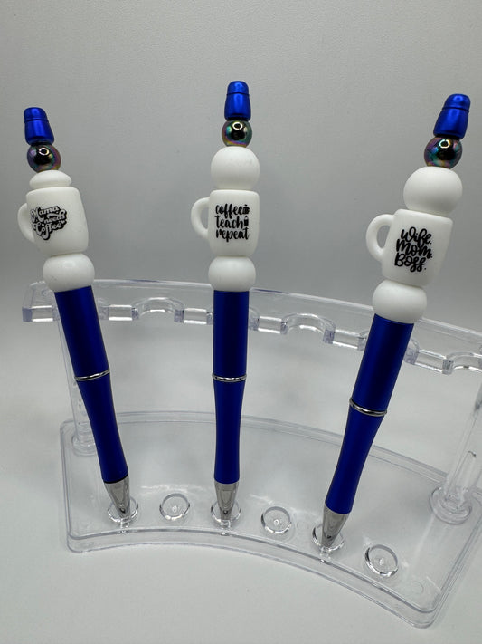Pure Joy Pens /Blue - White Mug, Coffee Teach Repeat