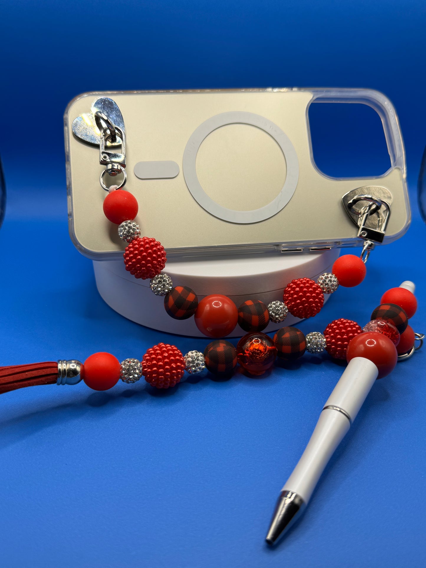 Sassy Phone Strap, Keychain & Pens Set / Red