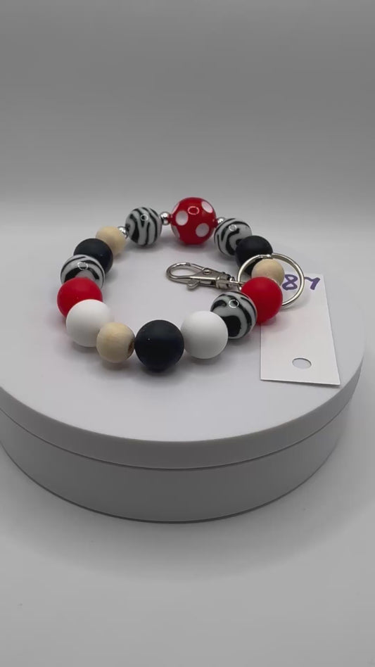 Rightful Wristlets /Red White Dots & Wood
