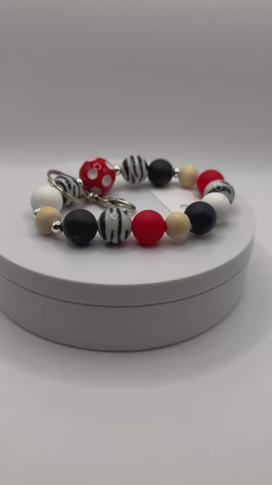 Rightful Wristlets /Red White Dots & Wood